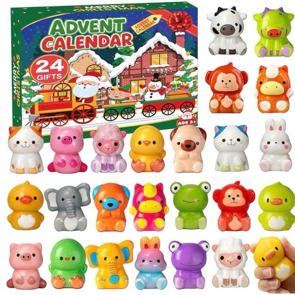 Christmas Advent Calendar with 24 Colorful Animal Toys